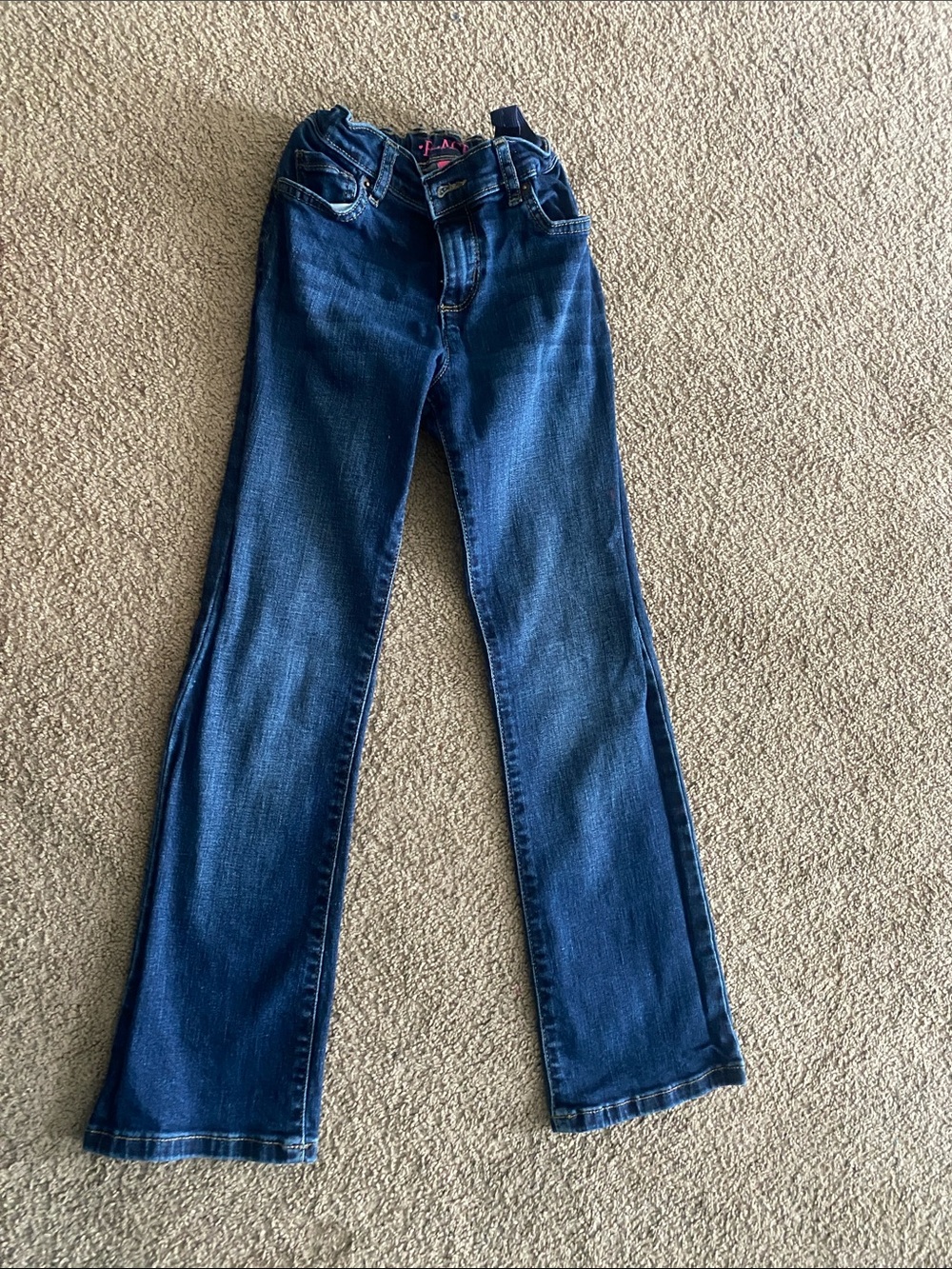 girls boot cut children’s place jeans with waist adjusting elastic